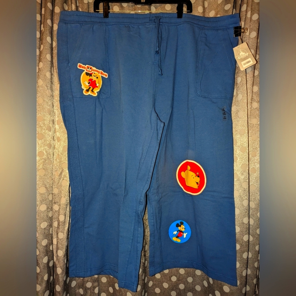 DISNEY Vault Collection Blue Drawstring Wide Leg Joggers 2x NWT